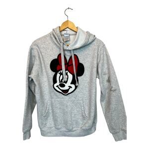 Disney Minnie Mouse Embroidered Grunge Sweatshirt Fleece Hoodie Distressed M